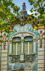 Fragment of Art Nouveau architecture style of Lisbon city