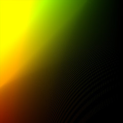 Perspektivisches Punktmuster vor schwarz, grün und gelbem Farbverlauf