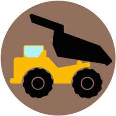 Tipper truck icon. Vector illustration of tipper, transport sign, symbol.