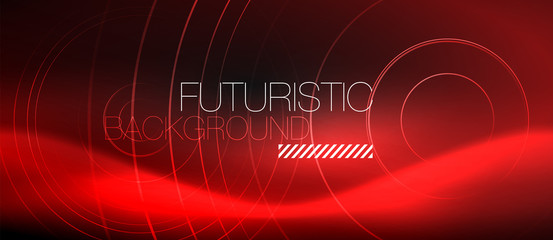 Dark abstract background with glowing neon circles