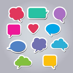 Colored text bubbles set balloons speech design vector template background.