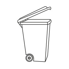 Line art black and white open dumpster