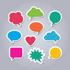 Colored text bubbles set balloons speech design vector template background.
