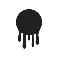 Dripping paint icon set. Current liquid. Paint flows. Melted circle logo. Current stains and inks. Vector illustration
