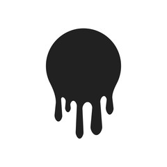 Dripping paint icon set. Current liquid. Paint flows. Melted circle logo. Current stains and inks. Vector illustration
