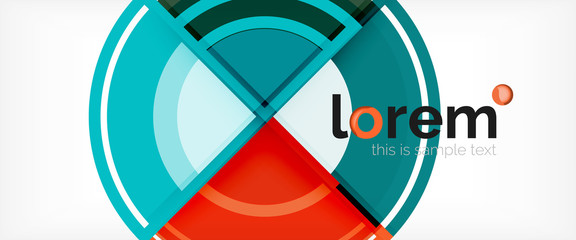 Modern geometric circles abstract background, colorful round shapes with shadow effects