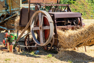 Pouldreuzic. Battage à l'ancienne. Finistère. Bretagne	