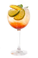 cocktail soft and long-drinks in front of white background