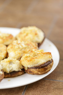 Mushrooms Stuffed With Crab And Cheese Baked