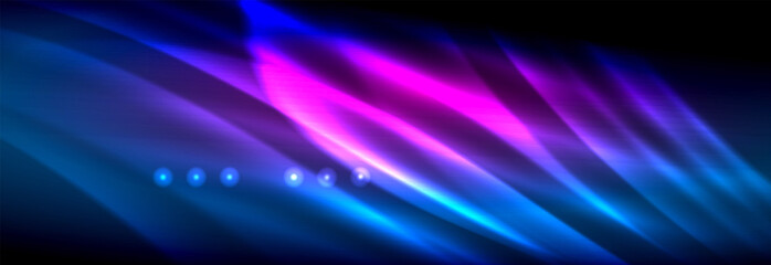 Fototapeta premium Liquid neon flowing waves, glowing light lines background