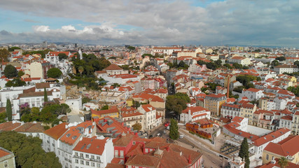 Fototapeta na wymiar Aerial view of Lisbon skyline on a sunny day, Lisbon