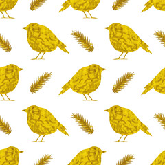 Golden birds on a white background
