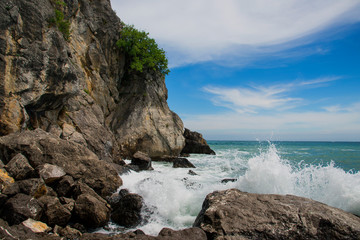 Obraz premium Restless Black Sea and blue sky. Gurzuf, Crimea