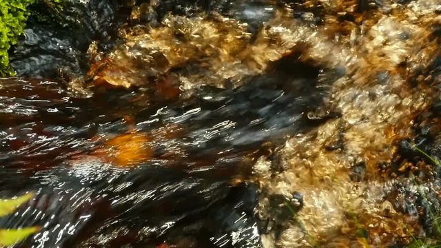slow motion fast flowing water in a stream