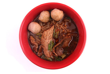Thai Noodles with white backdrop.