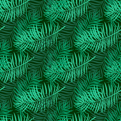 Naklejka na ściany i meble Leaves of palm tree. Seamless pattern.