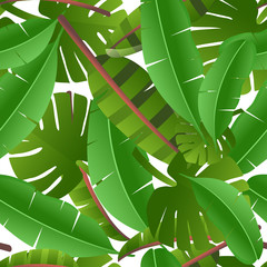 Leaves of palm tree. Seamless pattern.
