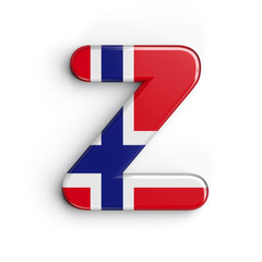Norway letter Z - Upper-case 3d Norway flag font - Norway, Oslo or Nordic countries concept