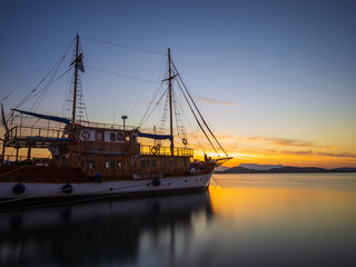 Fototapeta premium Sunrise on the bay of Nidri in Lefkas island Greece