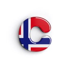 Norway letter C - Lowercase 3d Norway flag font - Norway, Oslo or Nordic countries concept