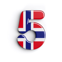 Norway number 5 -  3d Norway flag digit - Norway, Oslo or Nordic countries concept