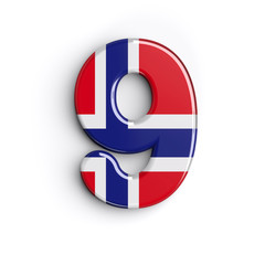 Norway number 9 -  3d Norway flag digit - Norway, Oslo or Nordic countries concept