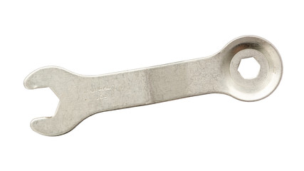 wrench for adjusting horizontal level of washing machine. device is isolated on white