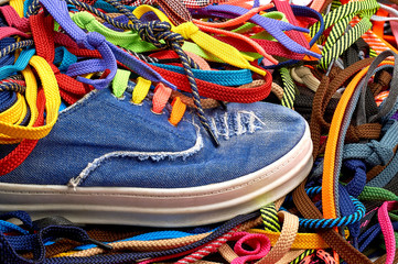 Multi-colored shoe laces