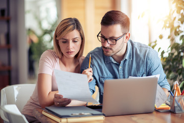 Young family managing budget