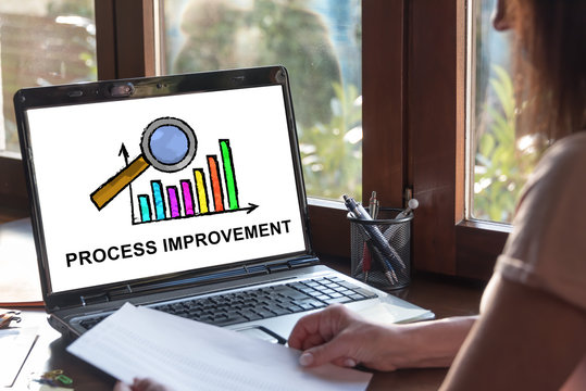 Process improvement concept on a laptop screen