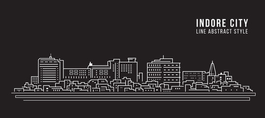 Cityscape Building Line art Vector Illustration design - Indore city