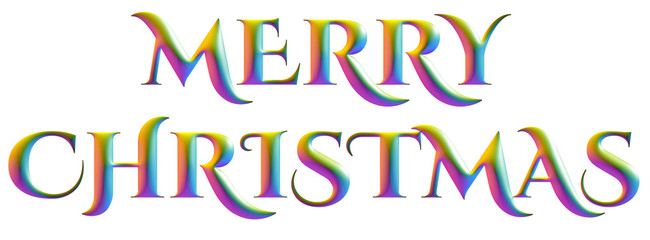 merry christmas, multicolored embossed letters, 3d alphabet, illustration