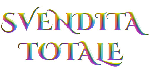 svendita totale, sale, multicolored embossed letters, 3d alphabet, illustration