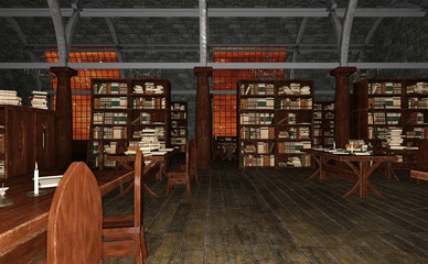 3D Rendering Old Library