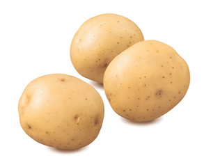 Fresh potatoes isolated on white background