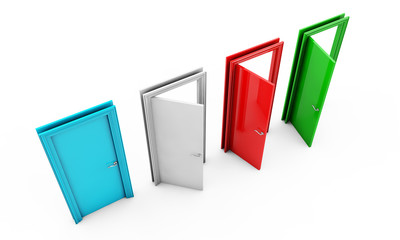 3d rendering of a door standing free on a white floor