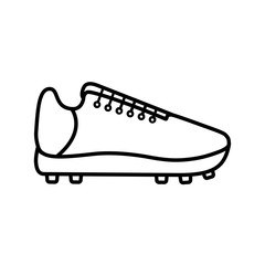 Vector flat icon of soccer footbal boot. Black outline. Pictogram