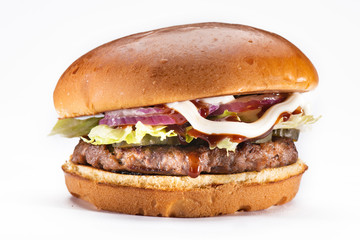 Delecious hamburger isolated on white background
