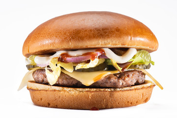 Delecious hamburger isolated on white background