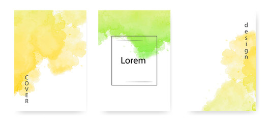 Cards collection. Vector template with watercolor elements for your design.