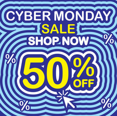 Cyber Monday  Sale Banner Template. Vector Illustration.