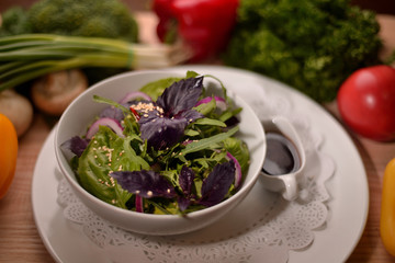 salad with basil and sesame