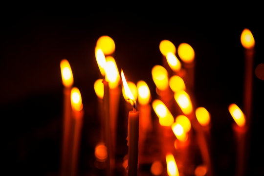 close up image of burning candles