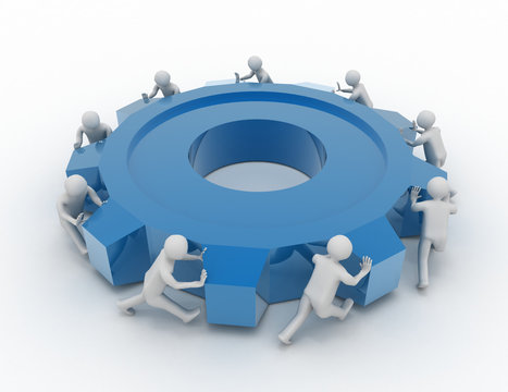 human team group move . teamwork concept . 3d rendered illustration