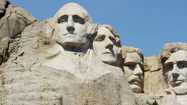View of stone carved Presidents Mount Rushmore USA