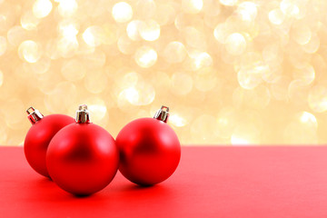 Minimalistic festive composition with colorful matte christmas balls. Fancy beautiful decoration for christmas pine tree. Background, copy space, close up, front view.