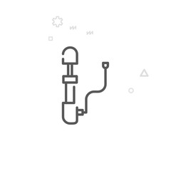 Bike or Bicycle Air Pump Vector Line Icon, Symbol, Pictogram, Sign. Light Abstract Geometric Background. Editable Stroke