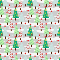 Beautiful Christmas trees seamless pattern.