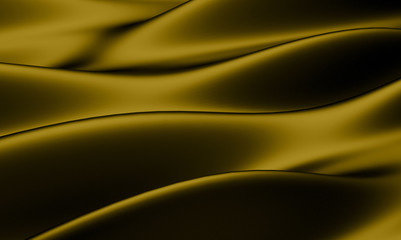 Beautiful Gold Satin for Drapery Abstract Background. Dark Yellow Silk Fabric. 3d rendering illustration.