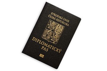 Czech Republic black diplomatic passport isolated on white background